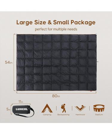 LUXCOL Down Camping Blanket - 700 Fill Power Puffy, Warm & Water Resistant - Lightweight & Portable for Outdoor Travel & Camping - Black - Buy Online on GoSupps.com