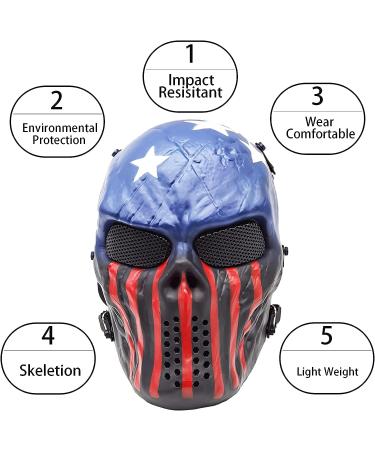 Byshen Airsoft Mask Skull Full Face Mask for Halloween, Airsoft, CS Game - Captain Metal Cosplay Mask - Buy Online on GoSupps.com