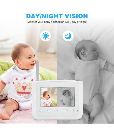 MYPIN 4.3 Full HD Video Baby Monitor with Camera, Night Vision, Temperature Sensor, Two-Way Audio & Lullabies - TYPE-C HS0357 - Buy Online on GoSupps.com