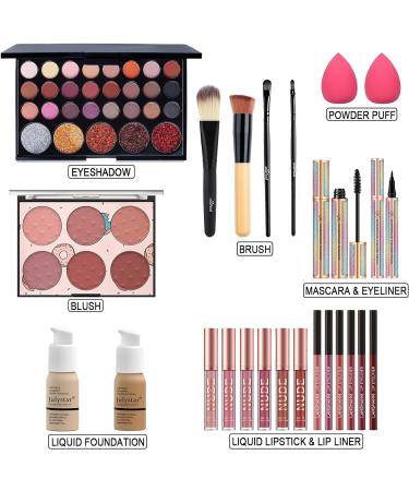 RoseFlower Makeup Kit for Women Full Kit All in One Makeup Gift Set for Teen Girl Beginner Make up Set with Eyeshadow Palette Lipstick Liquid Foundation Mascara Eyeliner Blush Powder Puff Brush 150 - Buy Online on GoSupps.com