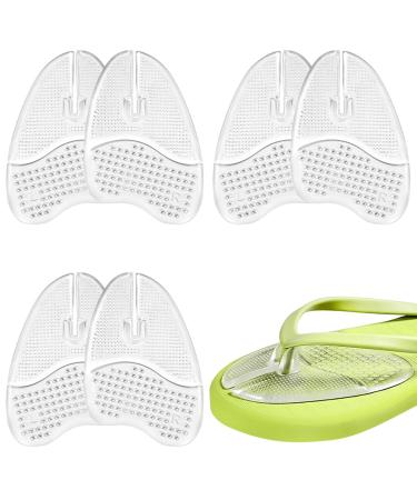 Gel Metatarsal Pads with Thong Sandal Toe Protectors for Flip-Flops Ball of Foot Cushions Insoles for Thong Sandal Relieve Forefoot Pain for Women and Man - 3 Pairs (Clear)