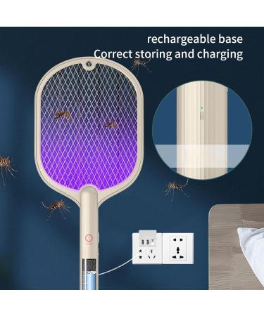Fly Swatter - 3000V Rechargeable Electric Racket - 2 in 1 Fly Swatter with USB Rechargeable Base 3-Layer Safety Mesh Inhaled Photocatalyst Fly Trap Light Cyhamse (Beige) - Buy Online on GoSupps.com
