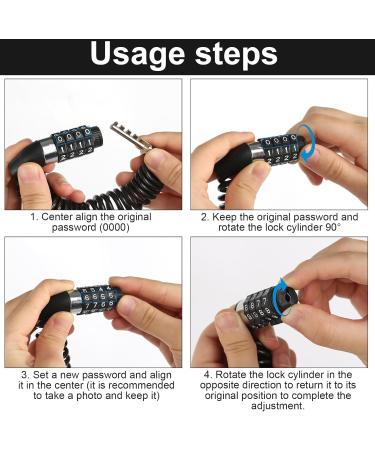 2-Piece Helmet & Bicycle Lock Cable with Numeric Code - Secure Ski Motorcycle & Garage Protection - Buy Online on GoSupps.com