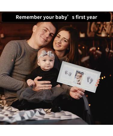 Personalised Baby Hand and Footprint Kit | Newborn Photo Frame Gift Set | Pregnancy and Baby Shower Gifts for New Mum | White 38.5x20.6x2cm - Buy Online on GoSupps.com