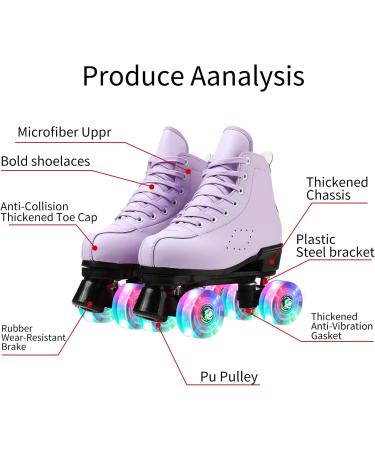 PU Leather High-top Roller Skates - Shiny Purple Flash - Size 38 for Unisex Kids and Adults - Buy Online on GoSupps.com