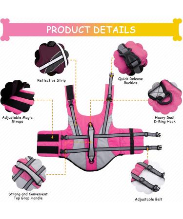 Hjyokuso X-Large Life Jacket for Dogs - Adjustable Ripstop & Reflective Swimming Aid with Buoyancy Handle - Ideal for Boating & Canoeing (Pink) - Buy Online on GoSupps.com