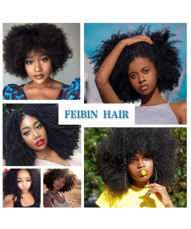 Feibin Mongolian Afro Kinky Curly Human Hair Bundles - 8-12 Inches - Virgin Hair Weave for Black Women - Buy Online on GoSupps.com