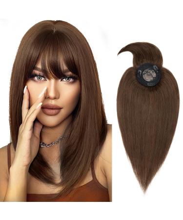 Hair parts real hair clip in extensions real hair topper extensions real hair with pony (11cm long) toupet hair thickening smooth hair extension 7a real human hair 35cm-38g 04# medium brown