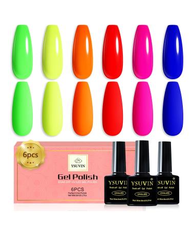 Yueshop Neon Rainbow Collection Gel Nail Polishes Kit 6Pcs Green Red Yellow Purple Blue Orange Nail Polish Set Soak off UV LED Lamp Nail Varnish for Salon & Home DIY(8ML) - Buy Online on GoSupps.com