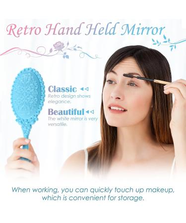 Yalikop 16 Pcs Retro Hand Held Mirrors - Vintage Oval Decorative Makeup Set for Girls (Black/White/Blue/Pink) - Buy Online on GoSupps.com