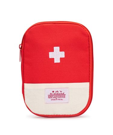 Jipemtra Red First Aid Bag Empty 1st Aid Bag Section Dividers Medical Travel Case First Responder Storage Compact Medicine Bag for Car Home Office Kitchen Sport Outdoors