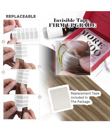 Moresoo 35 cm Tape-In Real Hair Extensions - #1B/6/22 Natural Black to Medium Brown with Blonde 20 Pieces 50g Pack Silky Straight - Buy Online on GoSupps.com