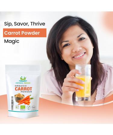 Herbal Magic's Organic Carrot Powder- Earthy & authentic flavour to your recipes smoothies carrot cakes Pasta Dishes Soups Natural Food Colour - No Fillers& Preservatives-200gms Carrot Powder - 200g - Buy Online on GoSupps.com