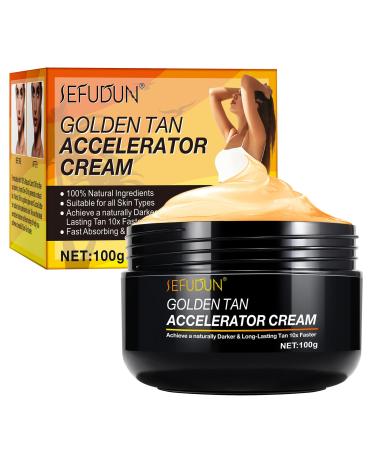 Golden Tan Accelerator Cream Natural Tanning Lotion with Carrot Olive Walnut Cocoa Butter Fast-Absorbing Formula for All Skin Types 100g