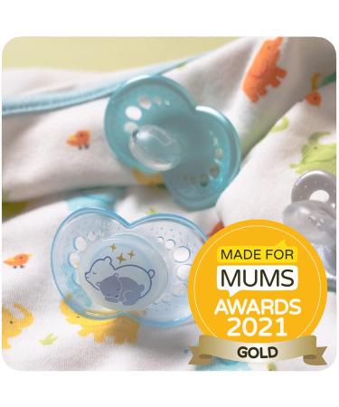 Mam Night Soother 12+ Months - Glow in the Dark Baby Soother Pack (2) with Self Sterilizing Travel Case - Newborn Essentials in Pink & Blue - Buy Online on GoSupps.com
