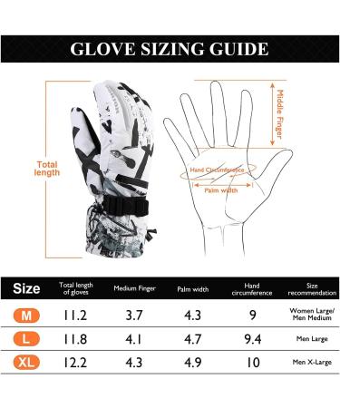 Ski Gloves - Waterproof Snow Gloves -30 Winter Gloves for Cold Weather Touchscreen Snowboard Gloves - White (Medium) - Men Women - Buy Online on GoSupps.com