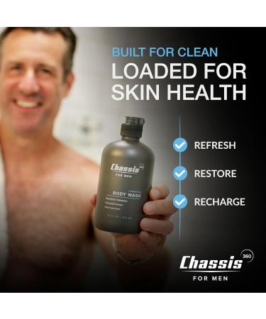 Chassis 360 Men's Body Wash - Maximum Hydration Liquid Body Cleanser for Men - Triple Foam Formula with Clean Fusion Scent - Suitable for All Skin Types - Sulfate & Paraben Free - 16 Fl Oz Bottle - Buy Online on GoSupps.com