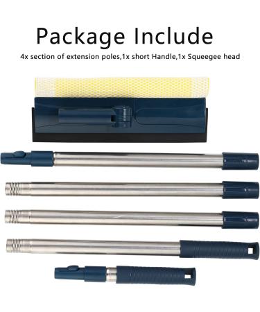 Multi-Use Window Squeegee with 56 Long Handle | 2-in-1 Cleaning Tool with Dual Side Blade & Scrubber Sponge | Professional Squeegee for Car Windshield and Shower Door - Buy Online on GoSupps.com