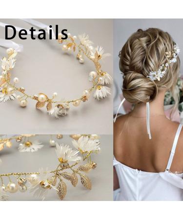 Wedding Flower Girl Headpiece Set | Bridal Hair Vines | Princess Hair Accessory | Rhinestone Pearl Headband for Women & Girls | Perfect for Communion, Wedding, Prom & Photography - Buy Online on GoSupps.com