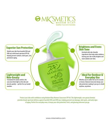 Madam Kilay's Mamoru SPF 60 UVA/UVB Protection 50g 1.75 Ounce (Pack of 1) - Buy Online on GoSupps.com