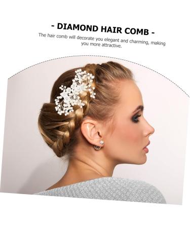 Ipetboom Flower Rhinestone Hair Comb Floral Headpiece Bride Hair Clip Creative Hair Comb Bridal Hair Decor Floral Hair Clip Rhinestone Side Comb Tiara White Plastic Pearl Women's Wedding - Buy Online on GoSupps.com