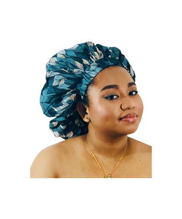 TREJAZ Satin Bonnet Silk Bonnet Sleep Bonnet Cap Hair Bonnet for Sleeping Ankara Silk Bonnet for Women Long Curly Hair (Gray  Large)