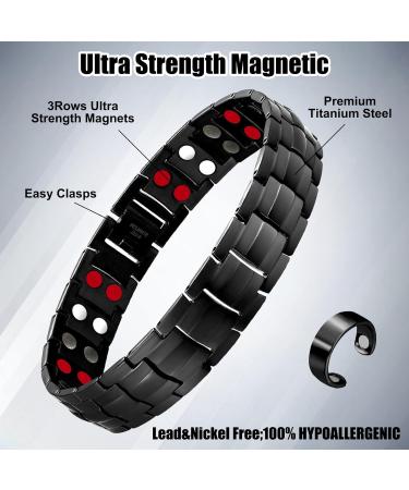 Magnetic Titanium Power Bracelet for Men - Adjustable Steel Arm Band with Counter | Lose Weight & Enhance Health - Buy Online on GoSupps.com