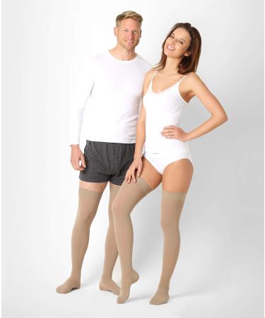 Pani Teresa Medica - Medical thighs compression stockings - with closed lace - for women and men - (class 2 23-32 mmHg 120 den) - Thrombosis stockings - Support stockings for the hexagonal scale 2 - Lang: A - Third picture