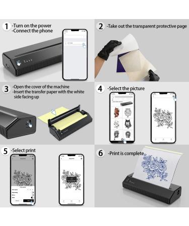 BCETASY Cordless Thermal Tattoo Printer - Portable Rechargeable Stencil Printer for iOS Android, 10pcs Paper Included - Buy Online on GoSupps.com