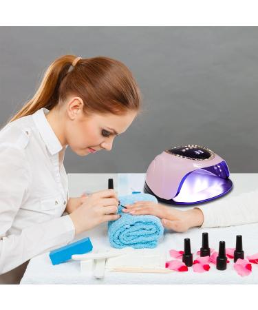 168W UV LED Nail Lamp - Fast Curing Gel Polish Dryer with 60 Beads, 4 Timer Settings, Professional Nail Light for Salon Quality Results - Pink - Buy Online on GoSupps.com