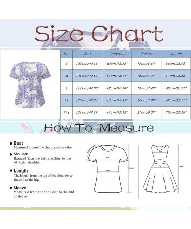 Foldap Easter Nurse Uniforms for Women: Cute Patterned Short Sleeve V-Neck Tee with Pockets | Breathable Plus Size Shirts - Large, C1-purple - Buy Online on GoSupps.com