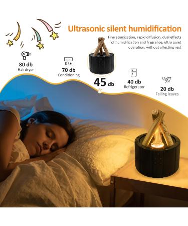 KTZCTPCA Campfire Flame Fire Diffuser Humidifier Mini Bonfire Flame Essential Oil Diffuser 250ml Aromatherapy Oil Diffuser for Home Bedroom Office Yoga Timer & Waterless Auto Shut-Off (Black) - Buy Online on GoSupps.com