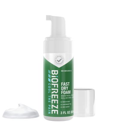 Biofreeze Menthol Pain Relieving Foam 3 FL OZ For Pain Relief Of Sore Muscles, Arthritis, Simple Backaches, And Joint Pain. Fast Drying, Lightweight, Powerful Topical Pain Reliever (Package May Vary)