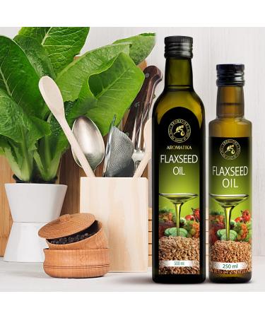 Linseed Oil 500ml | Cold-Pressed Vegan Flaxseed Oil in Glass Bottle - Gourmet Salad & Cooking Oil - Buy Online on GoSupps.com