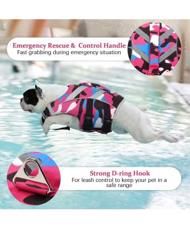 Kuoser Camouflage Dog Life Jacket - Tear-Resistant & High Visibility for Small to Large Dogs - XL Pink with Rescue Handle - Buy Online on GoSupps.com