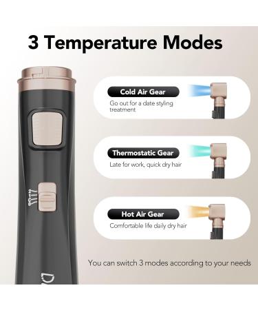 DAILYLIFE 3-in-1 Blow Dryer Brush - Ionic Hot Air Spin Brush Set for Smooth Frizz-Free Styling | 3 Temperature Settings Oval & Round Brushes International Shipping Available - Buy Online on GoSupps.com