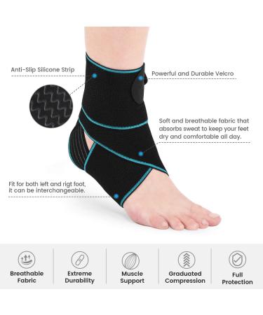 AVIDDA Ankle Support 2 Pack Adjustable Ankle Brace for Sports Elastic Compression Ankle Strap for Sprained Ankle Achilles Tendon Running Teal - Buy Online on GoSupps.com