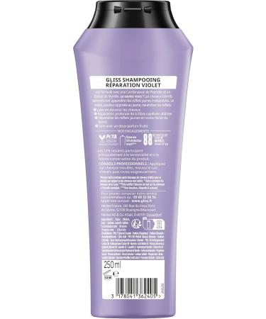 Schwarzkopf - GLISS - Violet Repair Shampoo - Blonde Hair Perfector - Neutralizes Yellow Highlights - Adds Shine - Natural Colored or Highlighted Blonde Hair - Intense Care - 250ml - Buy Online on GoSupps.com