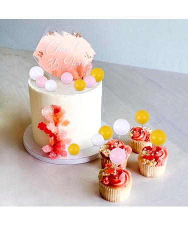 Blumomon 60Pcs Balls Cake Topper DIY Cake Insert Toppers Ball Cake Picks Cupcake Topper for Birthday Party Baby Shower Wedding Cake Decoration(Yellow+Pink+White) Yellow/Pink/White - Buy Online on GoSupps.com