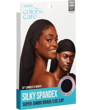 KISS COLORS & CARE Super Jumbo Spandex Braid/Loc Cap - Stretchy & Mark-Free for Protective Styles - Black - Buy Online on GoSupps.com
