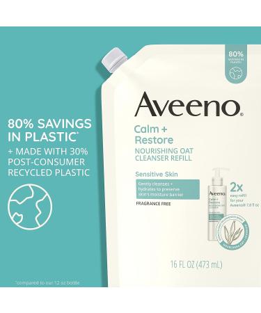 Aveeno Calm + Restore Nourishing Oat Facial Cleanser - Gentle Face Wash for Sensitive Skin - 16 fl. oz - Hypoallergenic & Fragrance-Free - Buy Online on GoSupps.com