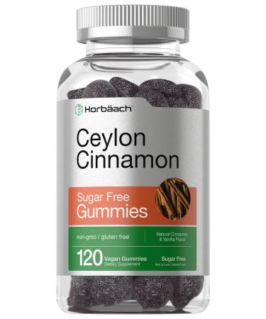 Sugar Free Ceylon Cinnamon Gummies 2000mg | 120 Count | Vegan, Non-GMO, Gluten Free | Natural Cinnamon & Vanilla Flavor | by Horbaach