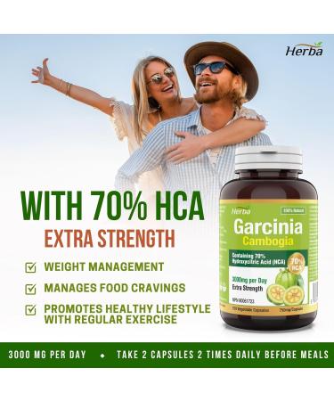 Herba Garcinia Cambogia Extract 150 Capsules | 3000mg Per Day | 70% HCA | Extra Strength | Maintain Blood Sugar Levels | Healthy Glucose Metabolism | Highest Potency Pills for Women & Men | Product of Canada | 150 Capsules 150 count (Pack of 1) - Buy Online on GoSupps.com