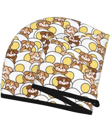Super Absorbent Cute Dog Fried Egg Microfiber Hair Towel Wrap - Quick Dry Coral Velvet for All Hair Types - Buy Online on GoSupps.com