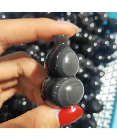 Natural Silver Obsidian Gourd fengshui Reiki Crystals Stones Home Decor Art Collection Gift - (Size: 4-4.5cm) - Buy Online on GoSupps.com