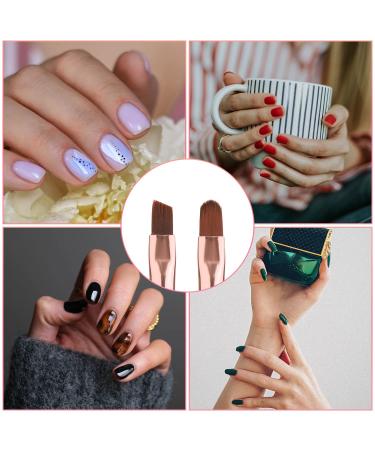 2pcs Nail Art Clean Up Brushes - Rose Gold Metal Rhinestone Handle - DIY Design & Polish Mistake Cleaning - Nail Cleaning Brush - Buy Online on GoSupps.com