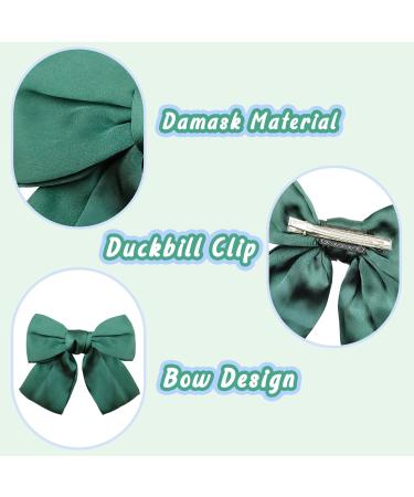 Bow Hair Clip Duckbill Clip Hair Bows for Women Big Bowknot Hairpin French Hair Clips with Ribbon Solid Color Hair Barrette Clips Soft Satin Silky Hair Bows for Women Girls(dark green-1pc) - Buy Online on GoSupps.com