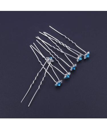 Frcolor 20Pcs Strass Hairpins - Blue Flower Hair Needles for Wedding & Bridal Updos - U-Shaped Hairdress Accessories - Buy Online on GoSupps.com