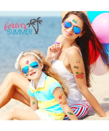 60-Piece Summer Temporary Tattoos for Kids - Pool Party Favors, Hawaiian Luau Beach Theme with Watermelon, Strawberry, Pineapple, and Flamingo Designs - Tropical Temporary Tattoo Stickers for Birthday and Pool Parties - Buy Online on GoSupps.com