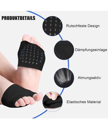 Zakasa Bale Cushion: XL Gel Silicone Forefoot & Midfoot Pads for Men & Women - Soft Black Foot Cushions (1 Pair) - Buy Online on GoSupps.com